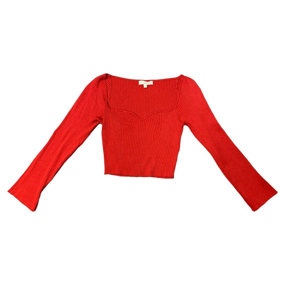 Madden Girl, Women's Red Long Sleeve Crop Top, XL, Used